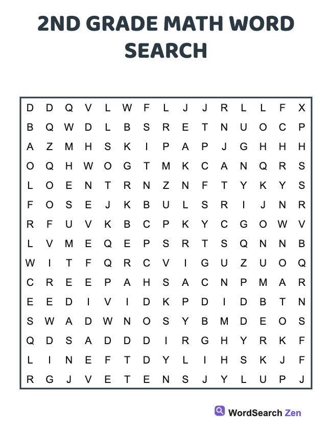 2nd Grade Math Word Search