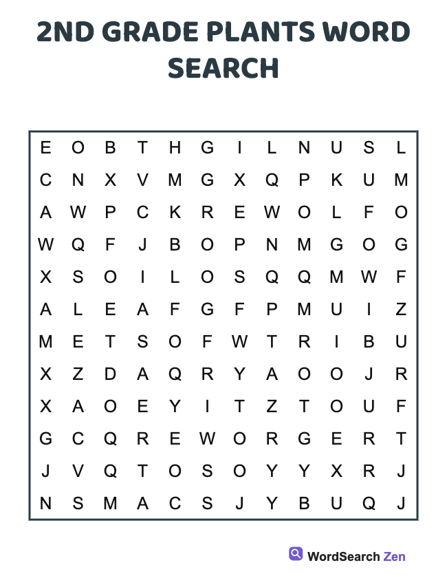 2nd Grade Plants Word Search