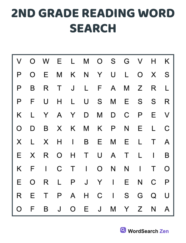 2nd Grade Reading Word Search