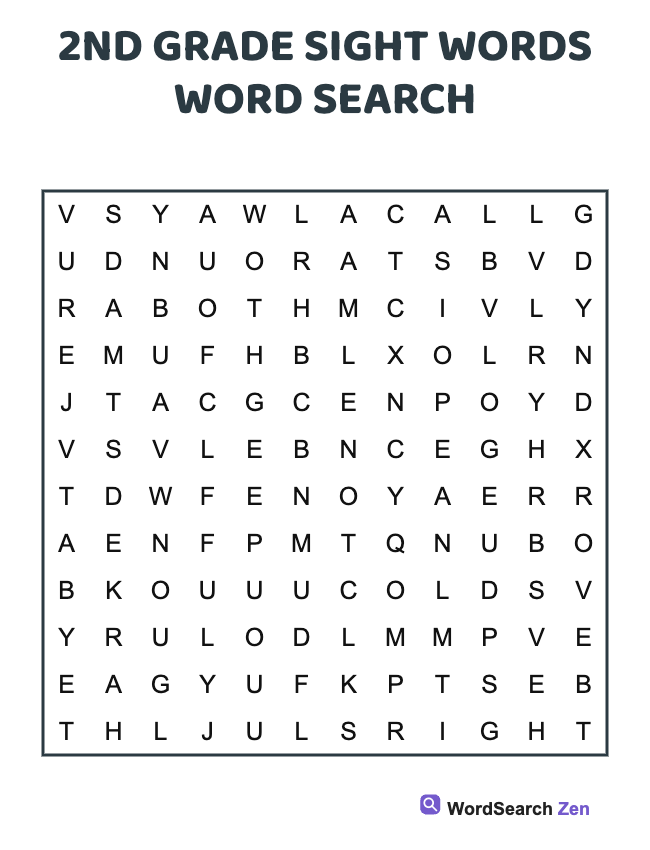 2nd Grade Sight Word Search