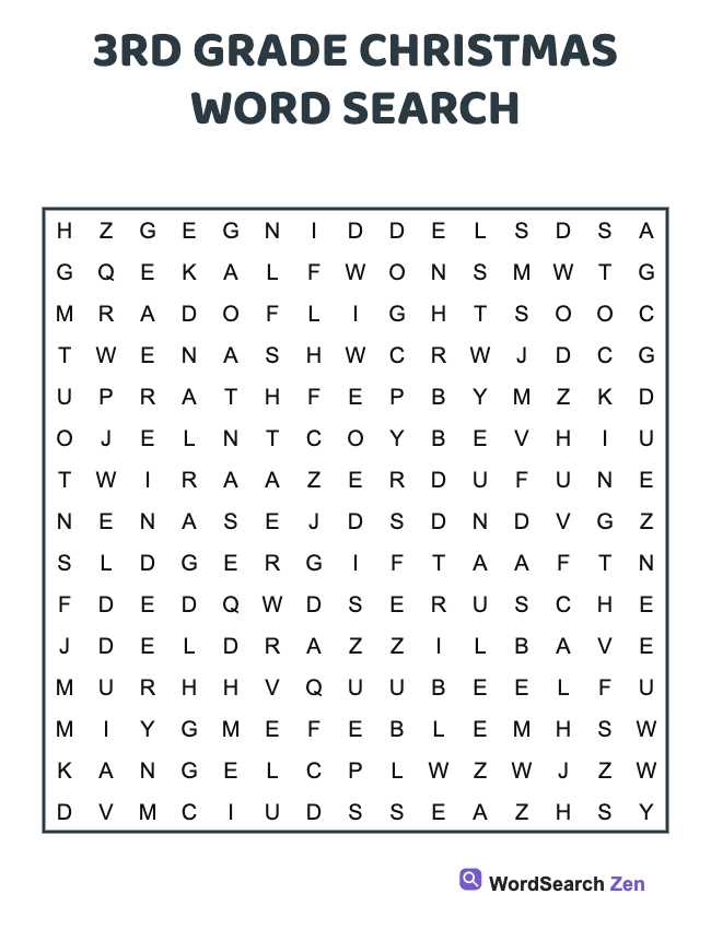3rd Grade Christmas Word Search