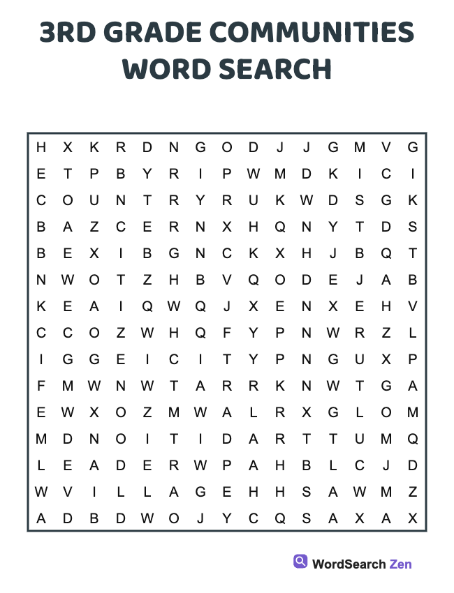 3rd Grade Communities Word Search