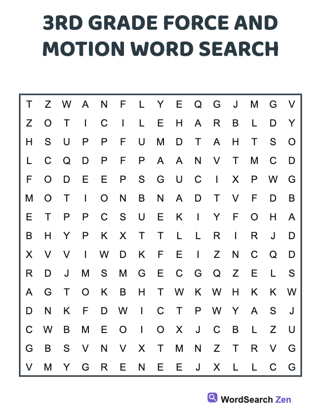 3rd Grade Force And Motion Word Search