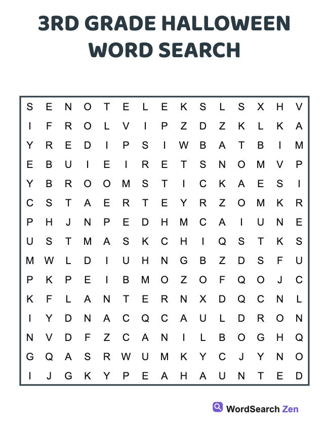 3rd Grade Halloween Word Search