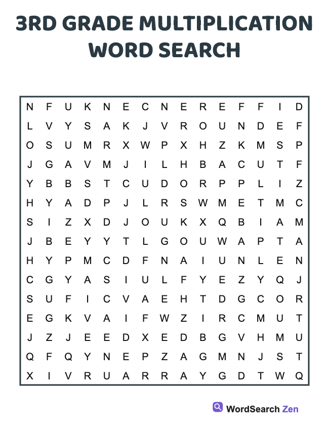 3rd Grade Multiplication Word Search