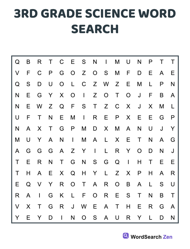 3rd Grade Science Word Search