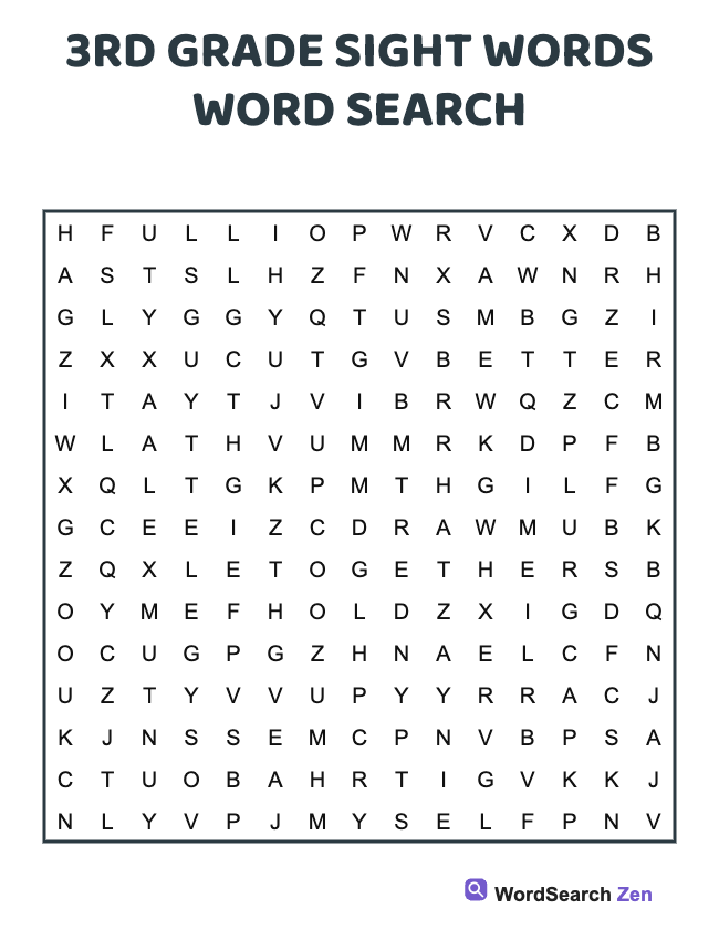 3rd Grade Sight Word Search