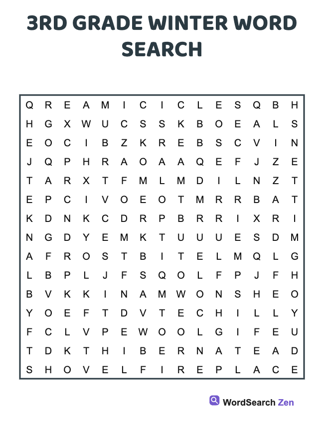 3rd Grade Winter Word Search
