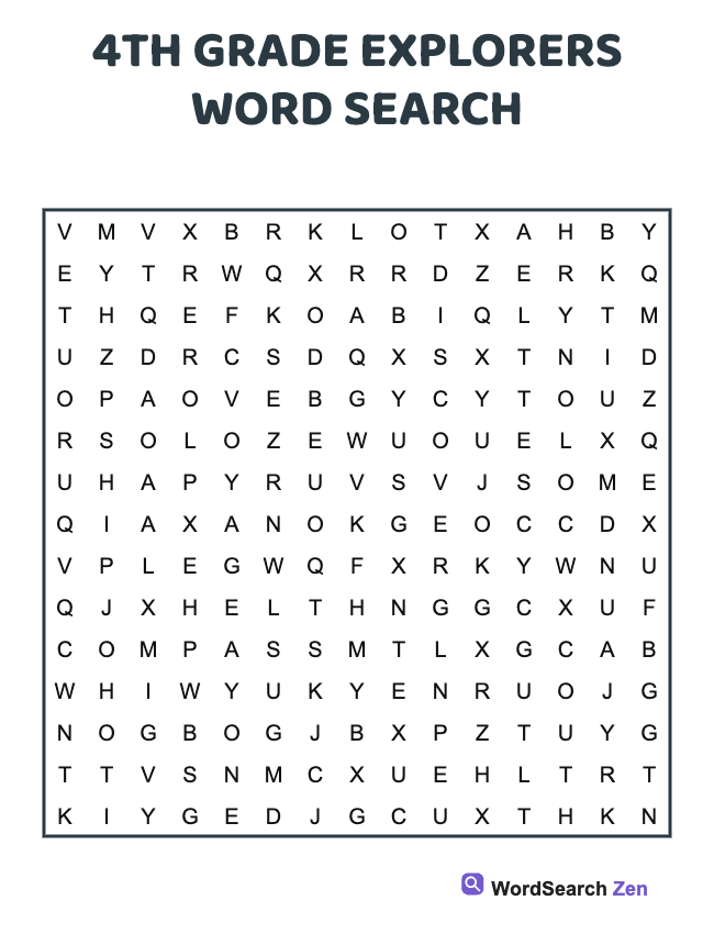 4th Grade Explorers Word Search