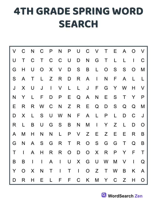 4th Grade Spring Word Search