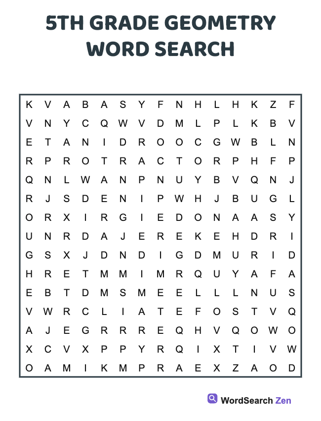 5th Grade Geometry Word Search