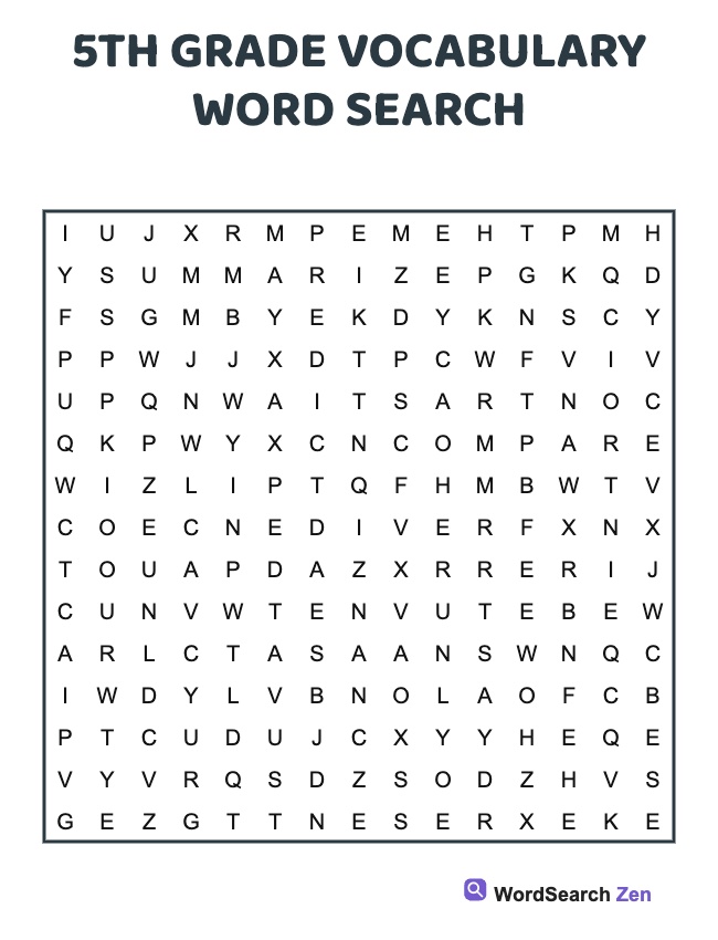 5th Grade Vocabulary Word Search