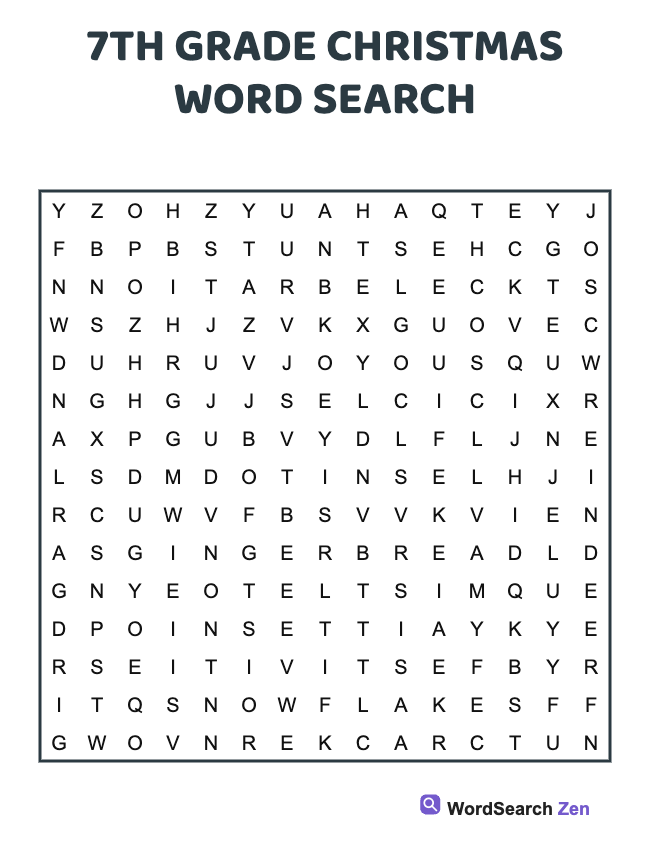 7th Grade Christmas Word Search