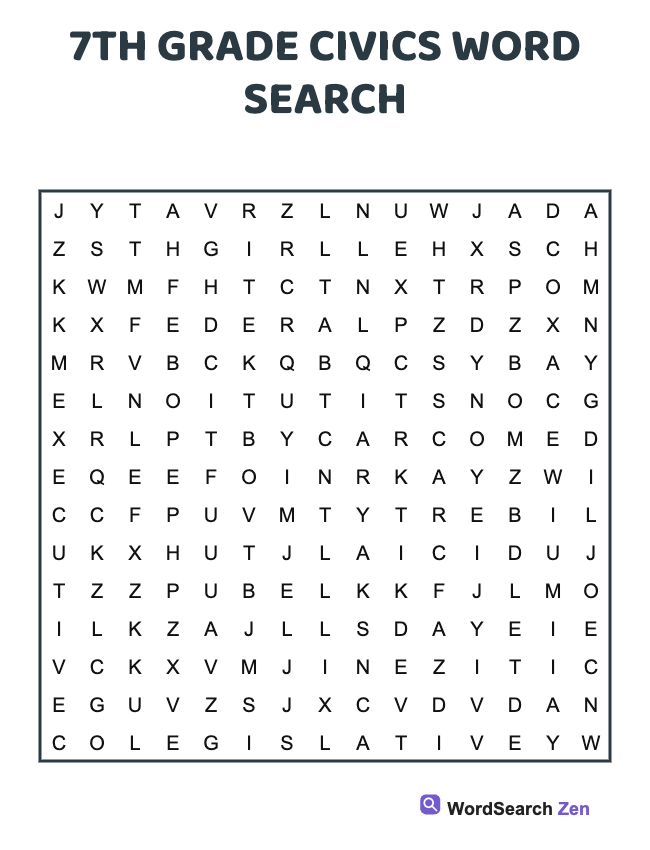 7th Grade Civics Word Search