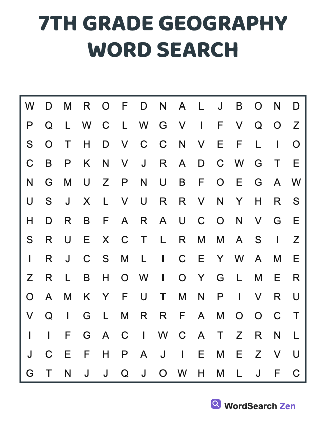 7th Grade Geography Word Search