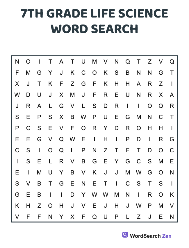 7th Grade Life Science Word Search