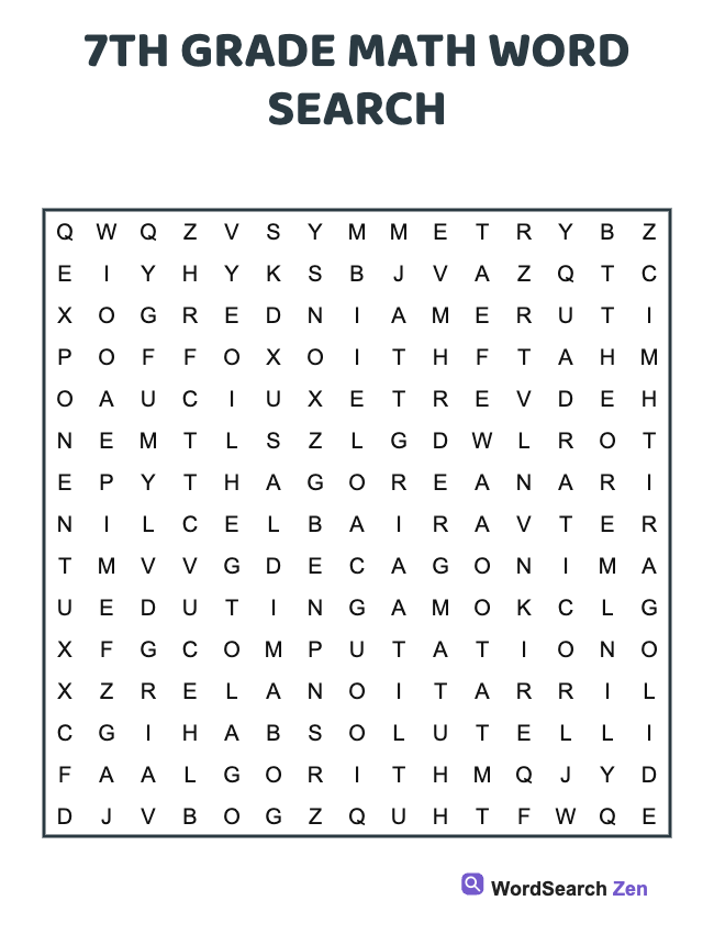 7th Grade Math Word Search