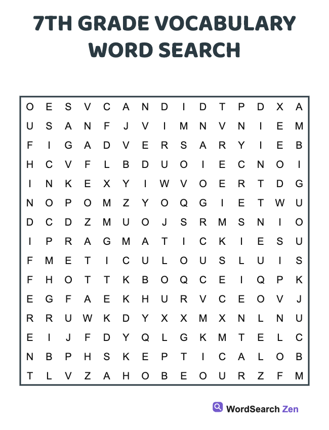 7th Grade Vocabulary Word Search