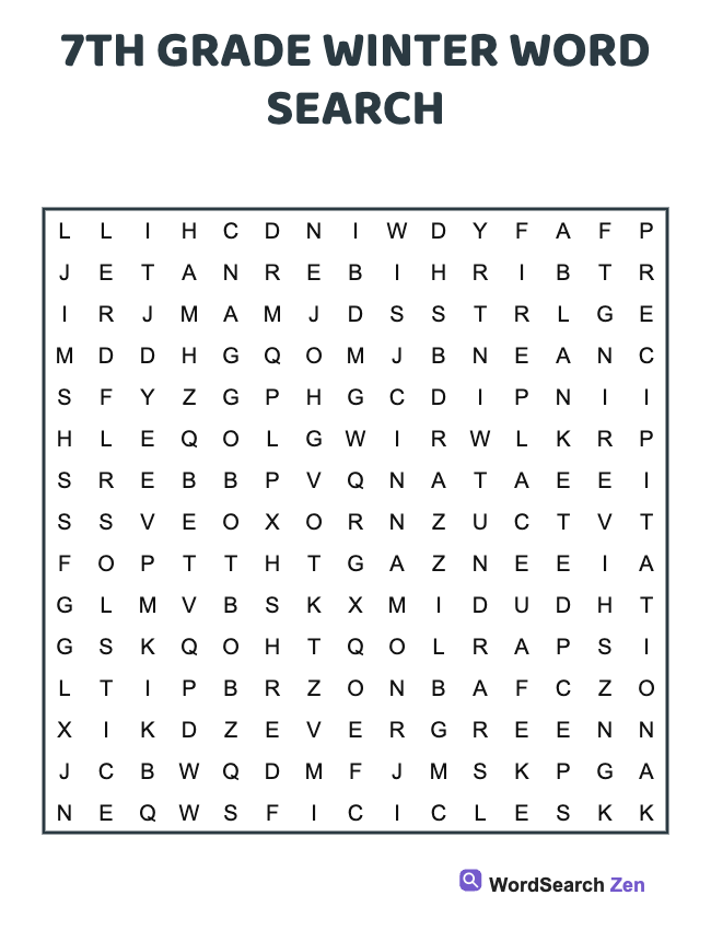 7th Grade Winter Word Search