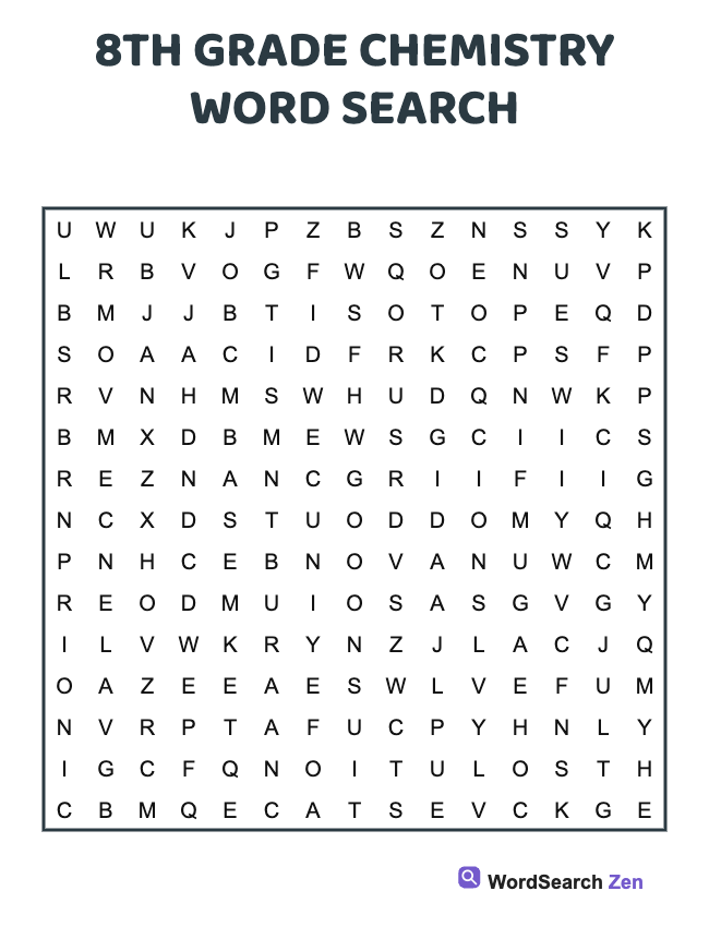 8th Grade Chemistry Word Search