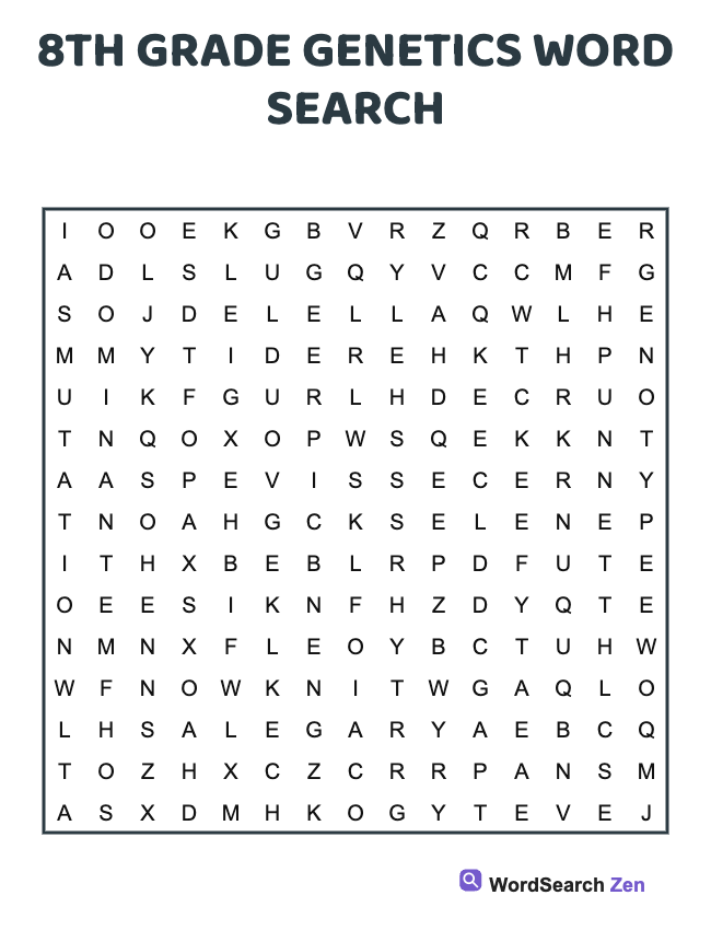 8th Grade Genetics Word Search