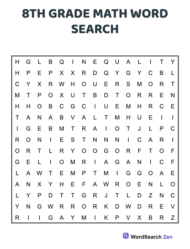 8th Grade Math Word Search