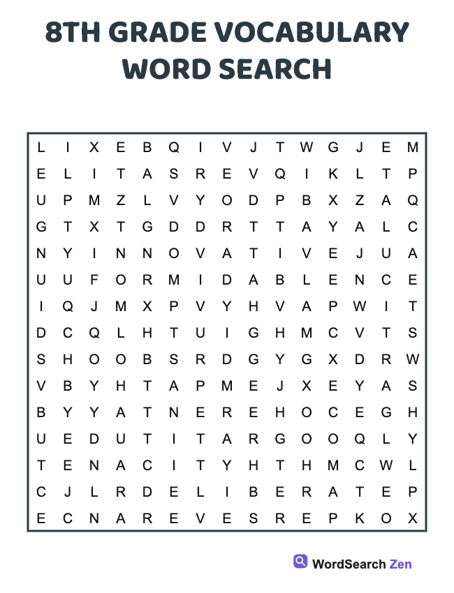 8th Grade Vocabulary Word Search