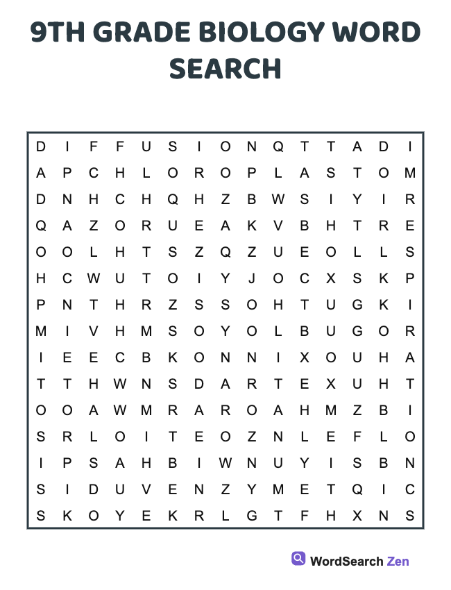 9th Grade Biology Word Search