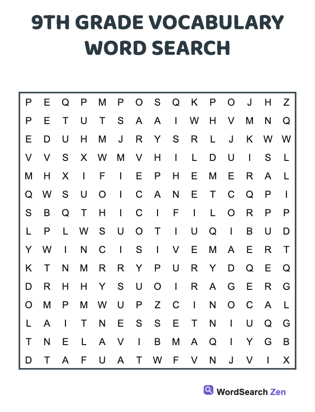 9th Grade Vocabulary Word Search