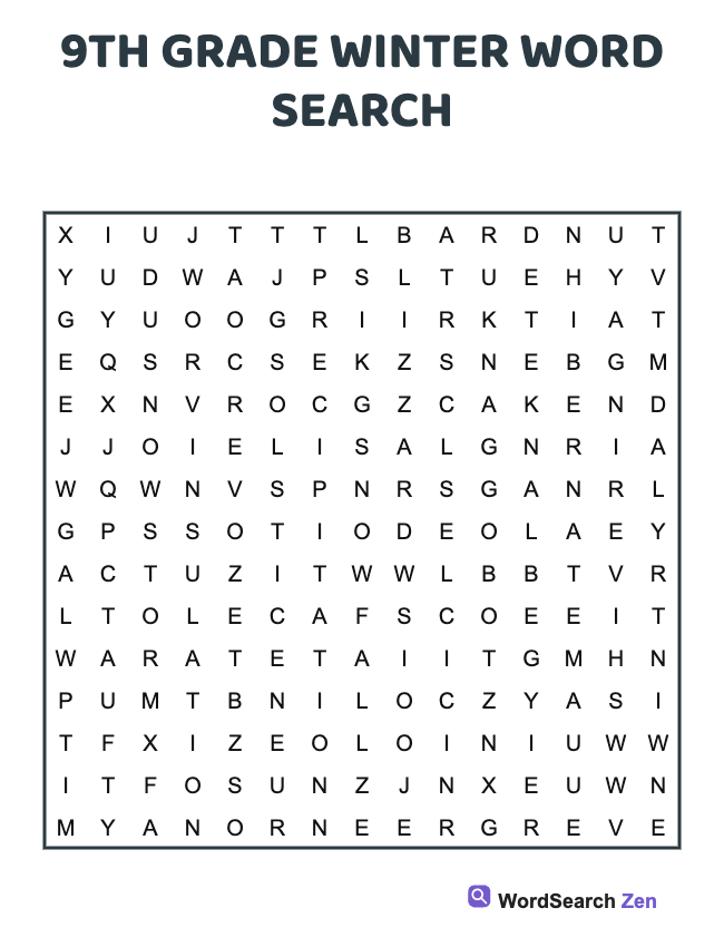 9th Grade Winter Word Search