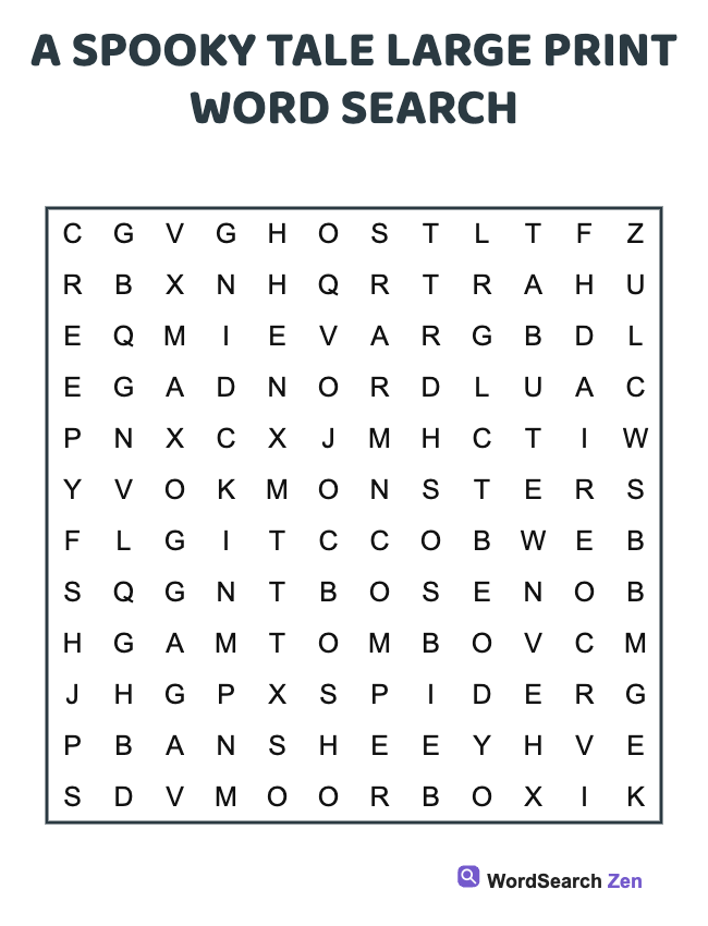 A Spooky Tale Large Print Word Search