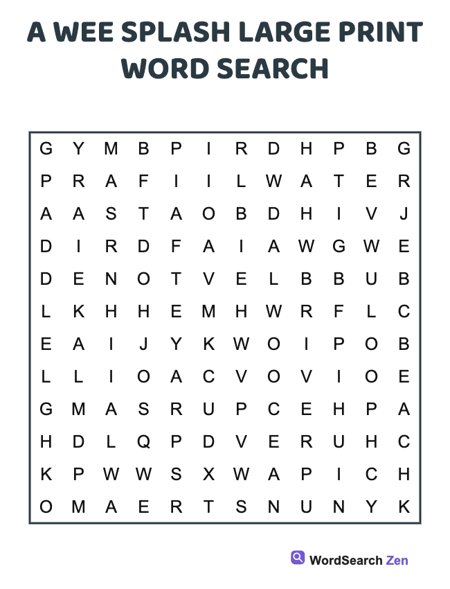 A Wee Splash Large Print Word Search