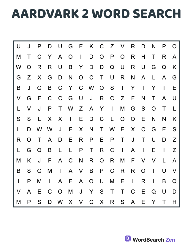 Aardvark 2 Word Search