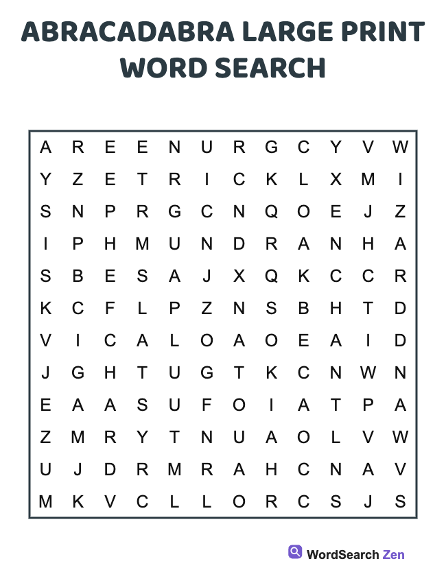 Abracadabra Large Print Word Search