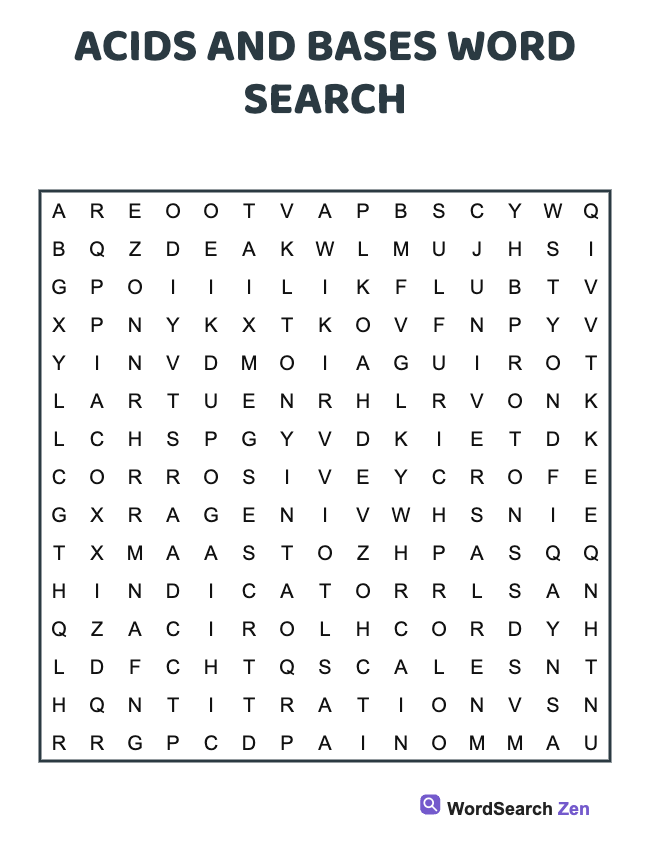 Acids and Bases Word Search