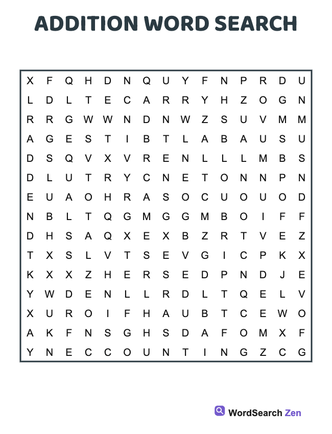 Addition Word Search