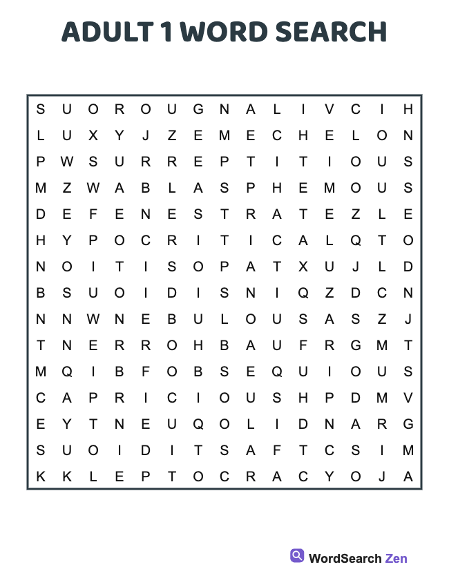 Adult 1 Word Search