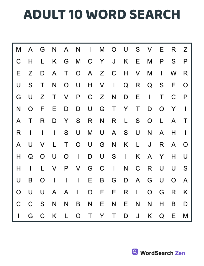 Adult 10 Word Search