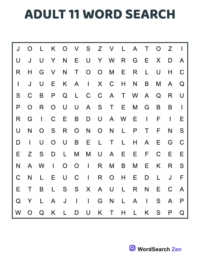 Adult 11 Word Search