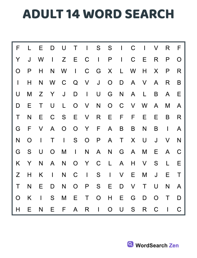Adult 14 Word Search