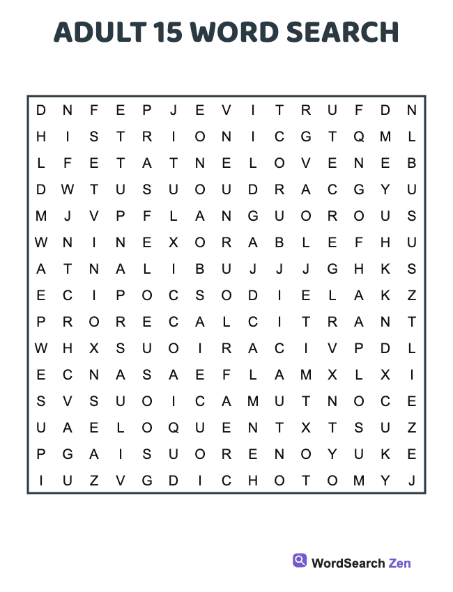 Adult 15 Word Search