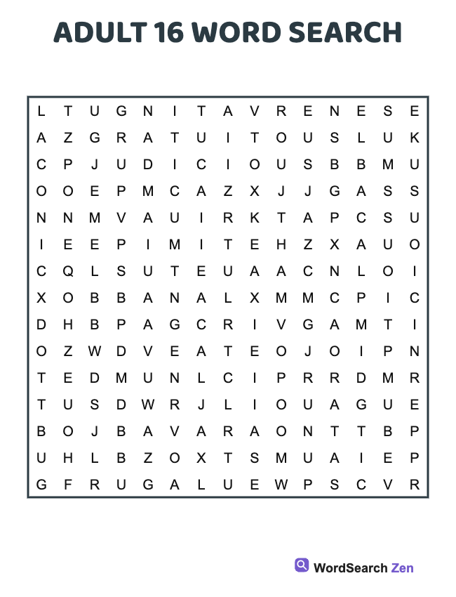 Adult 16 Word Search