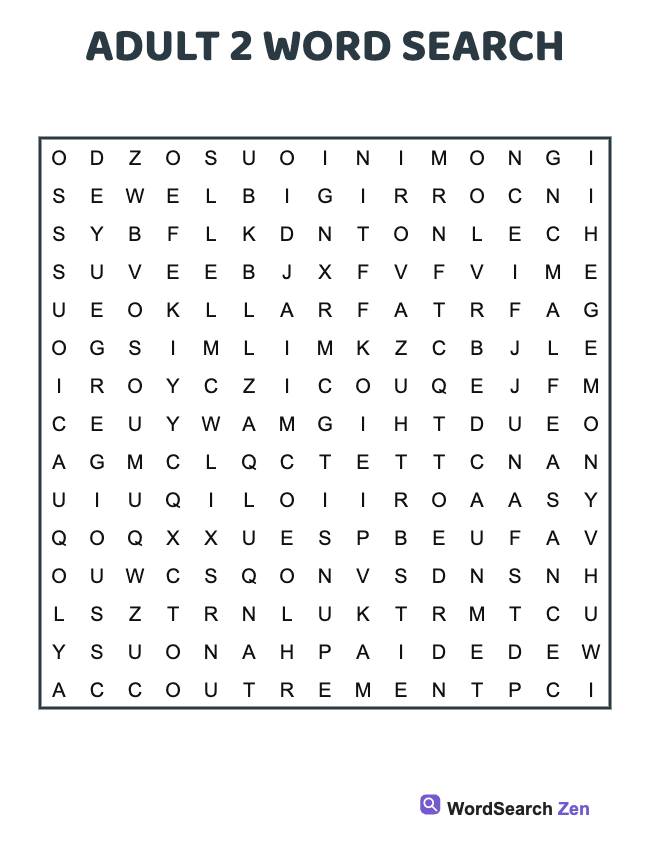 Adult 2 Word Search