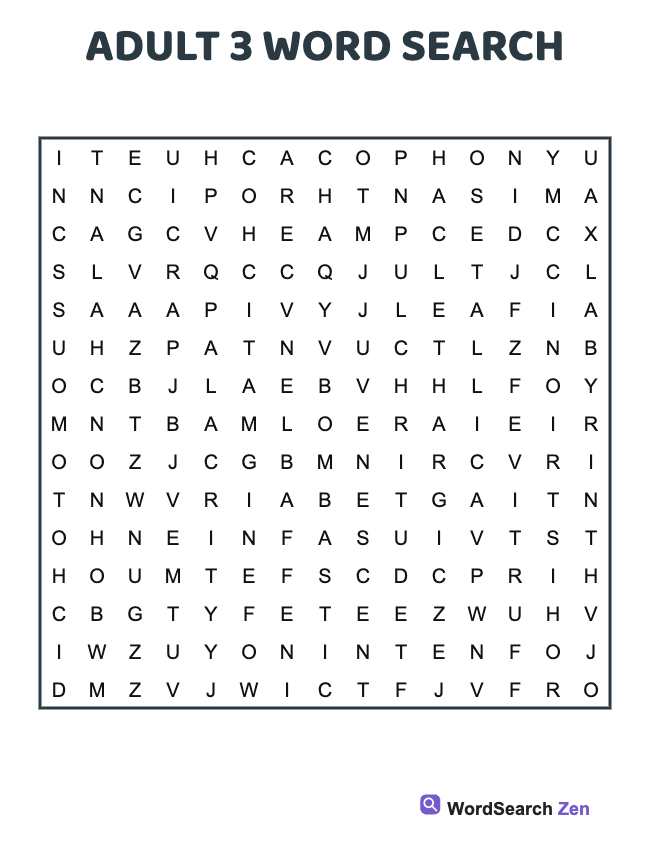 Adult 3 Word Search