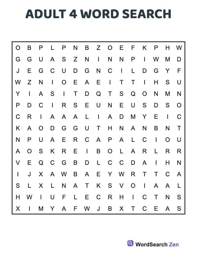 Adult 4 Word Search
