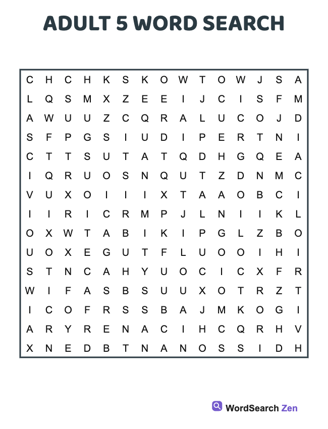 Adult 5 Word Search