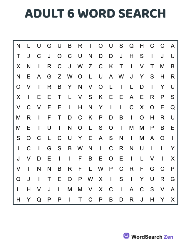 Adult 6 Word Search