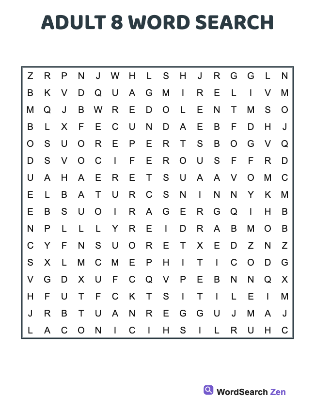 Adult 8 Word Search