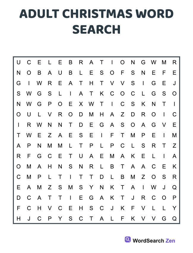 Adult Christmas Word Search