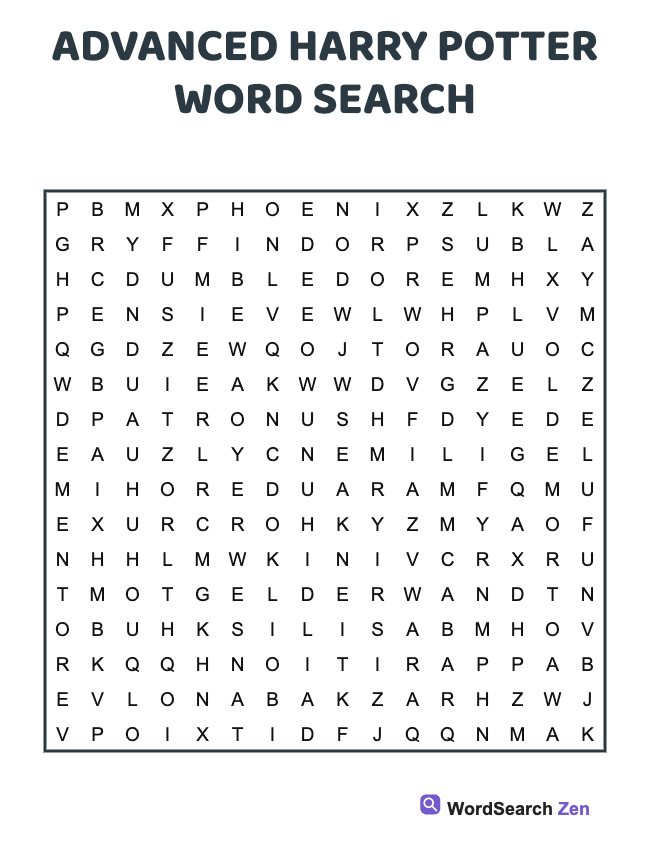 Advanced Harry Potter Word Search